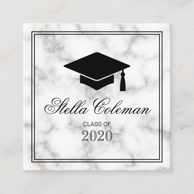 Elegant graduate graduation marble name card (Front)