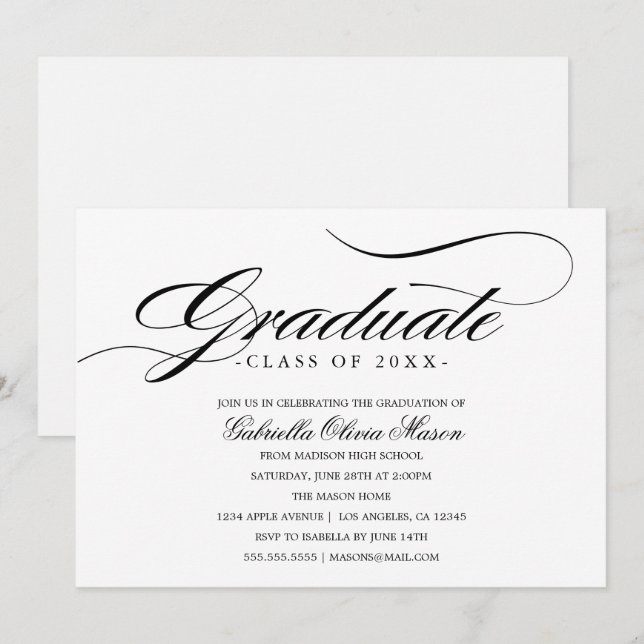 Elegant Graduate | Graduation Party Invite (Front/Back)