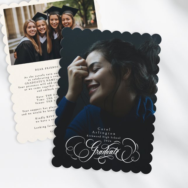 Elegant Graduate Lettering | Scalloped Graduation Invitation (Creator Uploaded)