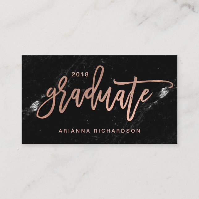 Elegant Graduate | Marble Photo Insert Name Card (Front)