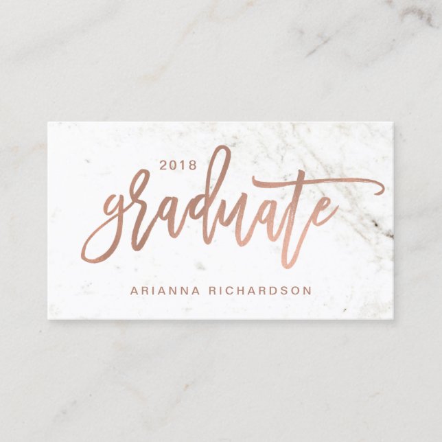 Elegant Graduate | Marble Photo Insert Name Card (Front)