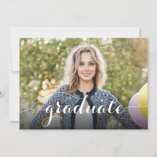 Elegant Graduate Modern Script 4 Photo Graduation Announcement (Front)