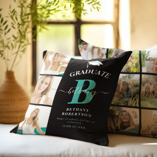 Elegant Graduate Monogram Photo College Graduation Cushion