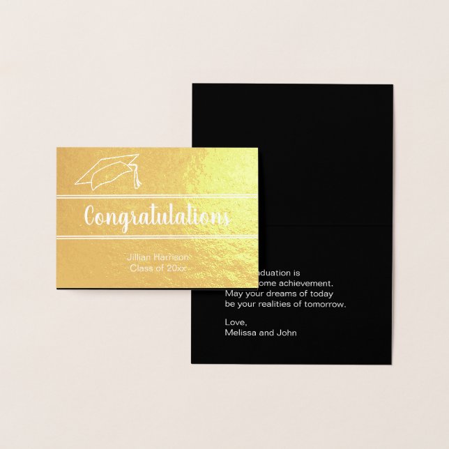 Elegant Graduate Name Congratulations Gold Foil Card (Display)