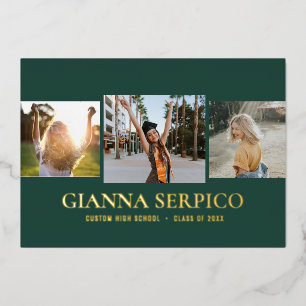 Elegant Graduate Name Foil Invitation in Green