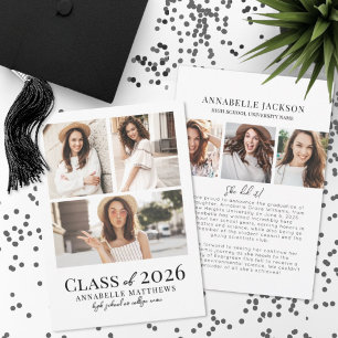 Elegant Graduate Photo Collage Graduation Announcement