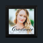Elegant Graduate Photo Personalised Graduation Gift Box<br><div class="desc">Graduate written in elegant black callligraphy over your senior portrait photo makes a beautiful,  minimalist graduation gift box. Customise with your name and high school or university class of 2024 under the cursive typography.</div>