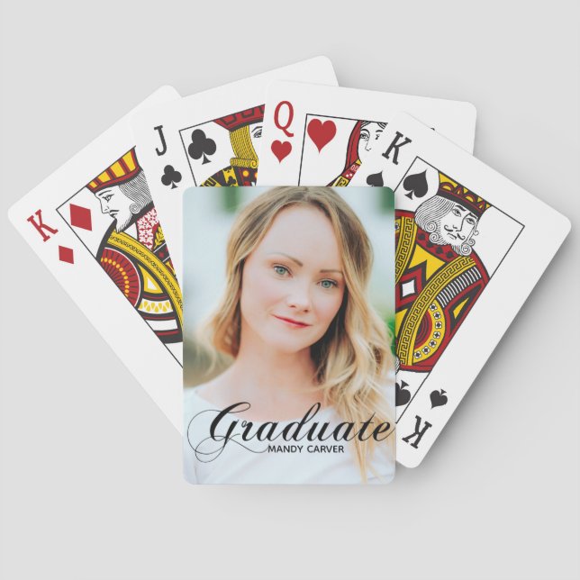Elegant Graduate Photo Personalised Graduation Playing Cards (Back)