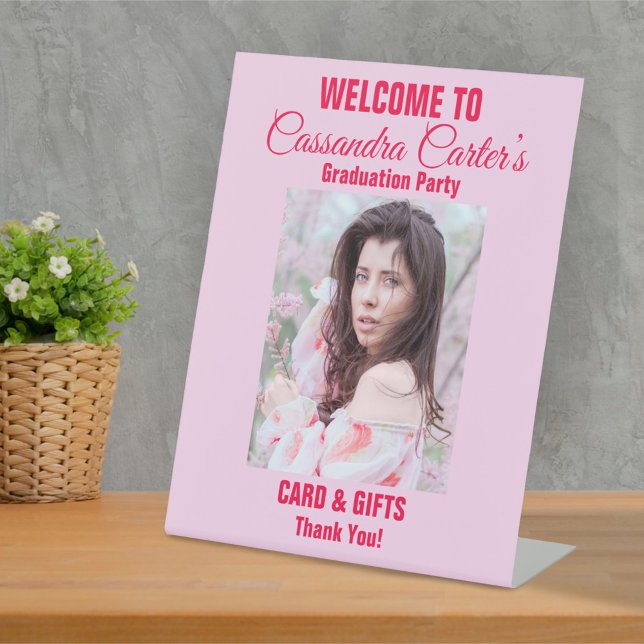 Elegant Graduate Photo Welcome Card & Gifts Sign (Creator Uploaded)