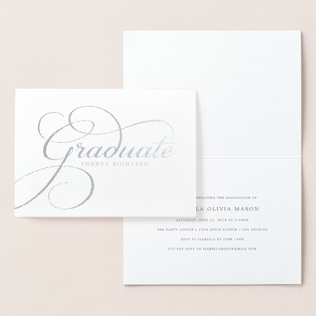Elegant Graduate Real Foil Script Card (Display)