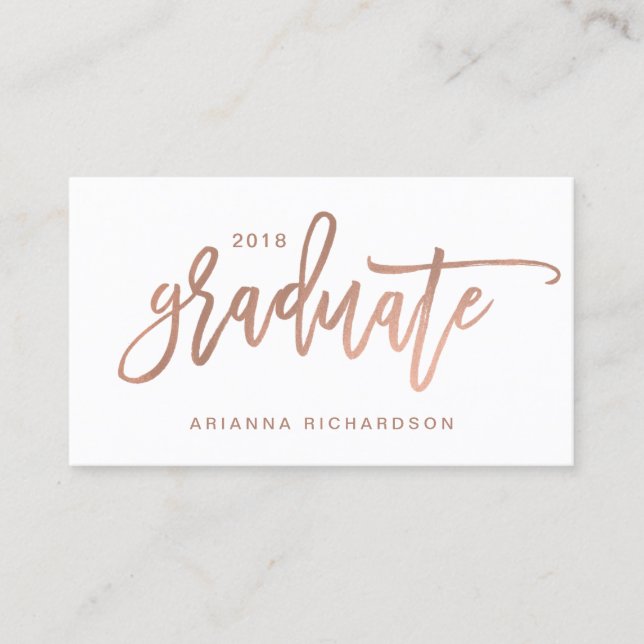 Elegant Graduate Rose Gold Photo Insert Name Card (Front)