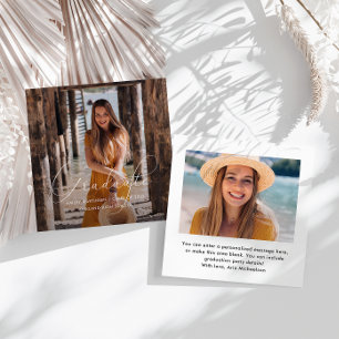 Elegant Graduate Script Photo White Card