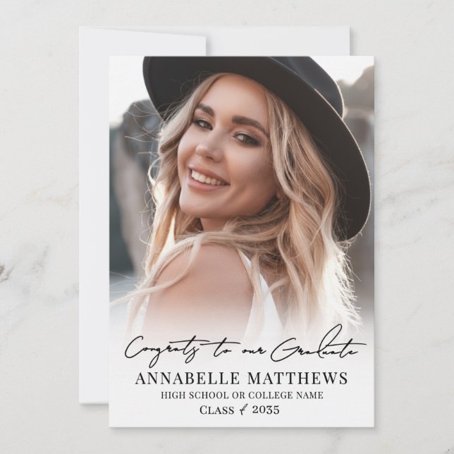 Elegant Graduate Simple Photo Collage Graduation Announcement (Front)