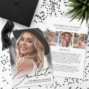 Elegant Graduate Simple Photo Collage Graduation Announcement