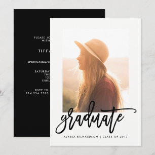 Elegant Graduate Typography Photo Grad Party Invitation