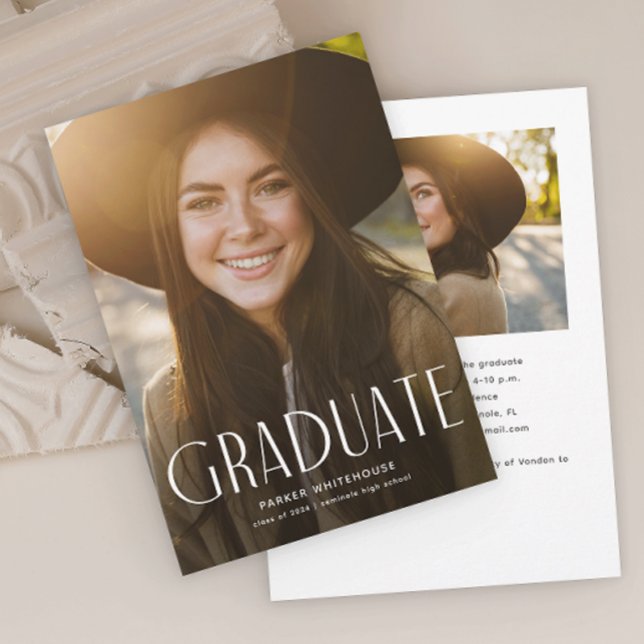 Elegant Graduate Typography Photo Graduation Invitation (Elegant Typography Photo Graduation Invitation Announcement.)