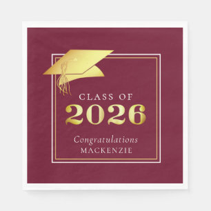 Elegant Graduation 2023 Maroon Gold Personalised N Napkin