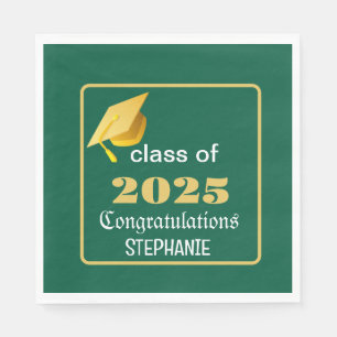 Elegant Graduation 2025 Blue Gold Personalised Napkin