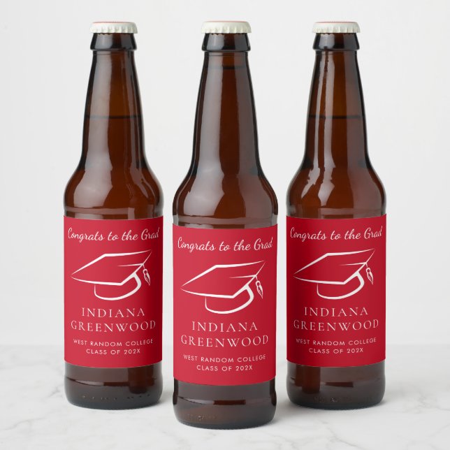 Elegant Graduation 2025 Script Modern Beer Bottle Label (Bottles)