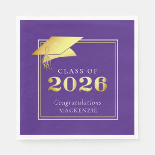 Elegant Graduation 2026 Purple Gold Personalised Napkin
