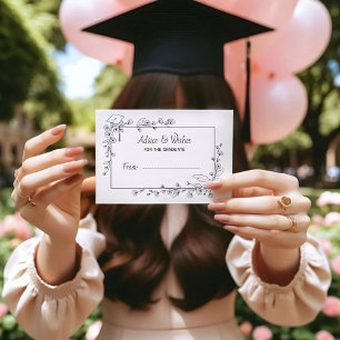 Elegant Graduation Black and white Floral Border Enclosure Card