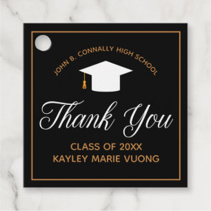 Elegant Graduation Black Gold Custom School Party Favour Tags