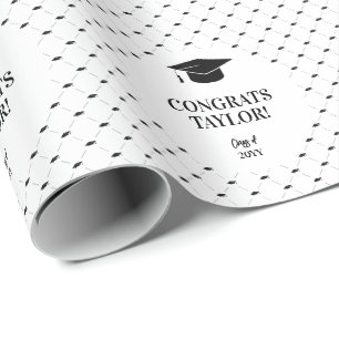 Elegant Graduation Cap Personalised Wrapping Paper