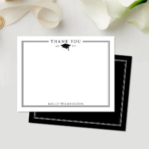 Elegant Graduation Cap & Tassel Black & White Thank You Card