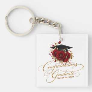 Elegant Graduation Celebration • Gold Script Key Ring