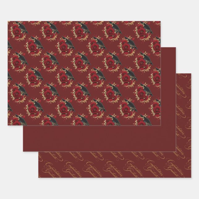 Elegant Graduation Celebration • Gold Script  Wrapping Paper Sheet (Set)