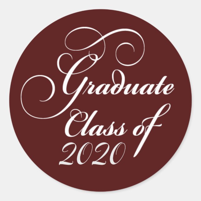 Elegant Graduation Class of 2020 Red Thank You Classic Round Sticker (Front)
