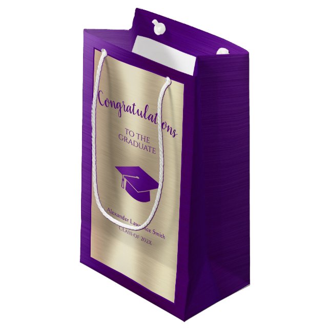 Elegant Graduation Class of 2022 Congratulations S Small Gift Bag (Front Angled)