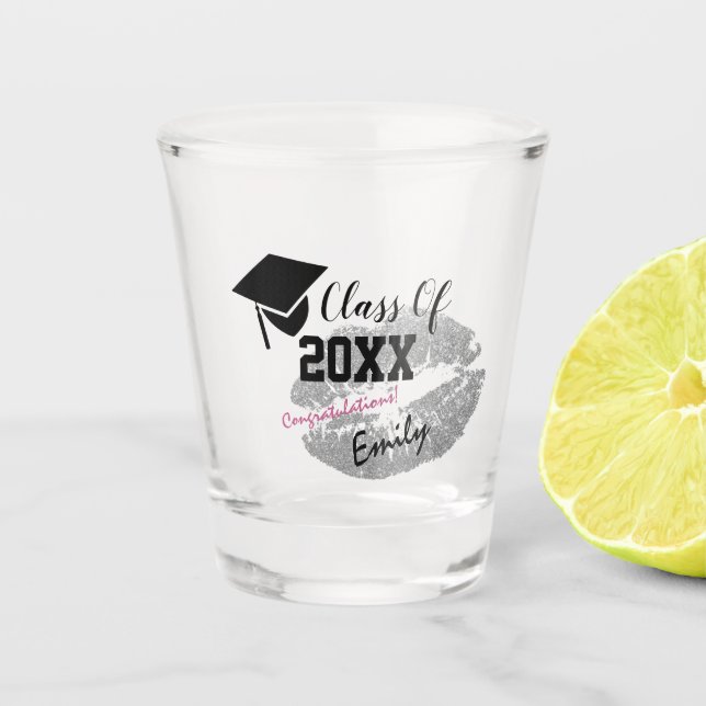 Elegant Graduation & Class year 20XX, Topper, Kiss Shot Glass (Front)