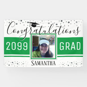 Elegant Graduation Congratulations Photo Green Banner