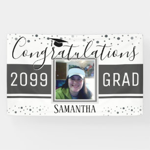 Elegant Graduation Congratulations Photo Grey Banner