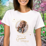 Elegant Graduation Custom Graduate Chic Gold Photo T-Shirt<br><div class="desc">Congratulations on your child's graduation! As a proud mum, you deserve to show off your love and support with a personalised t-shirt. This elegant chic modern design features a gold stars picture frame showcasing your favourite photo of your graduate. Whether it's from high school, college, or university, this shirt is...</div>