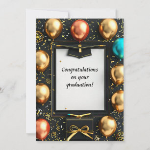 Elegant Graduation Diploma with Mortarboard Invitation