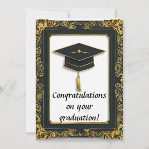 Elegant Graduation Diploma with Mortarboard Invitation