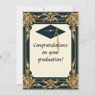 Elegant Graduation Diploma with Mortarboard Invitation