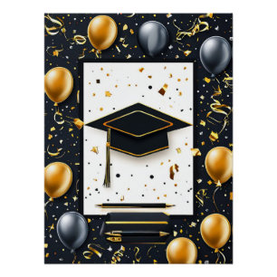 Elegant Graduation Diploma with Mortarboard Poster