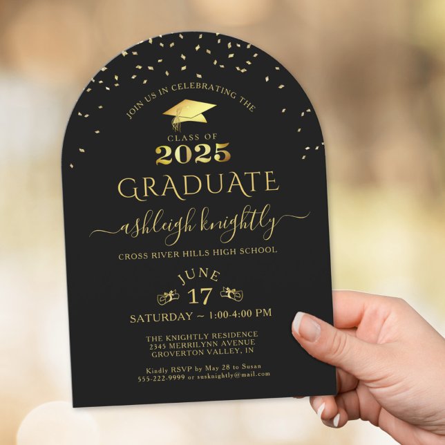 Elegant Graduation Faux Metallic Gold 2025 Invitation (Creator Uploaded)