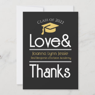 Elegant Graduation gold Cap Thanks Script Photo Thank You Card