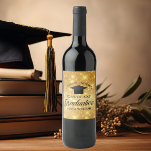Elegant Graduation Gold Sparkle Custom Graduate Wine Label