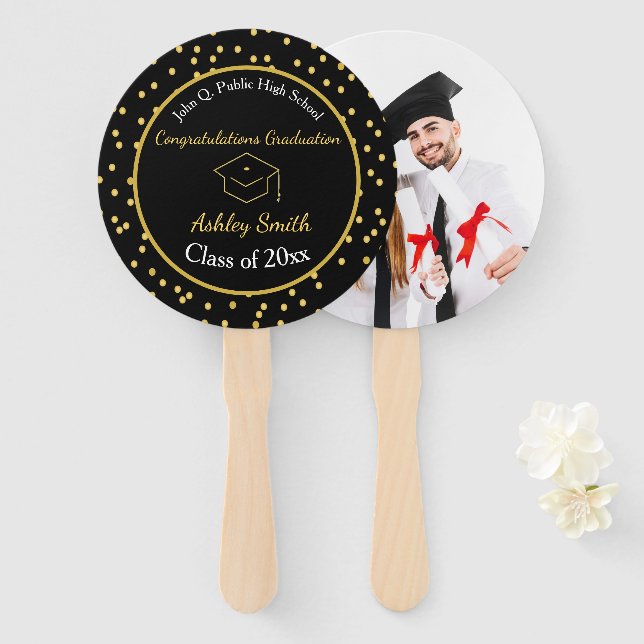 elegant Graduation Hand Fan (Front and Back)