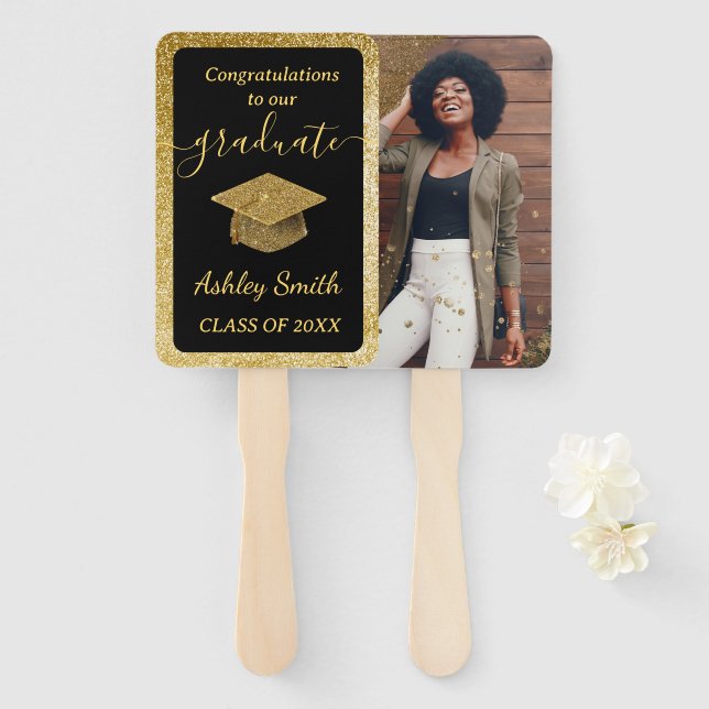 elegant Graduation Hand Fan (Front and Back)