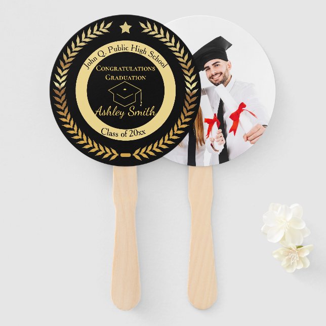 elegant Graduation Hand Fan (Front and Back)
