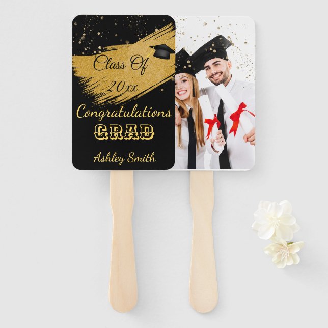 elegant Graduation Hand Fan (Front and Back)