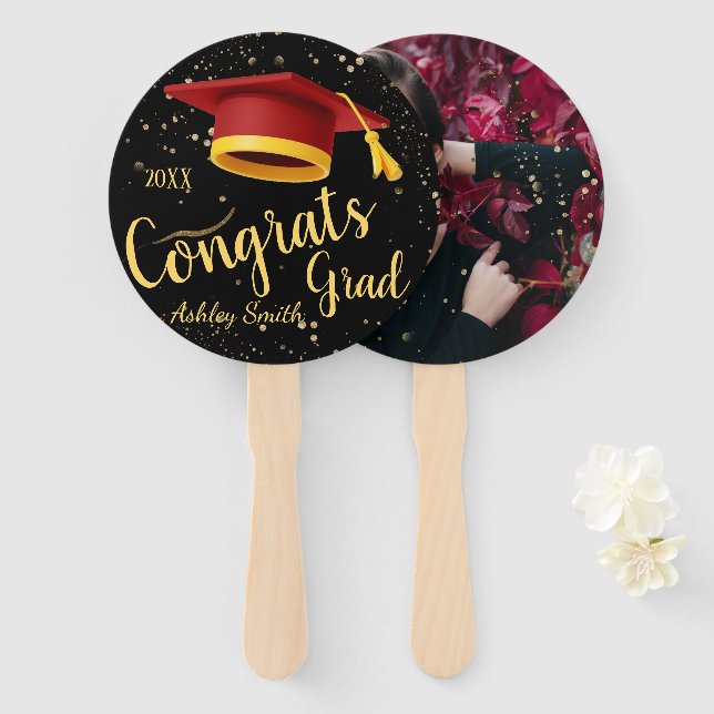 elegant Graduation Hand Fan (Front and Back)