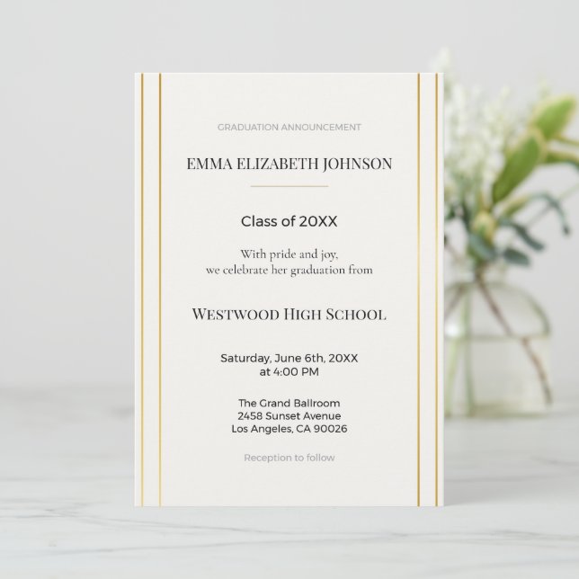 Elegant Graduation Invitation Template, Modern (Standing Front)
