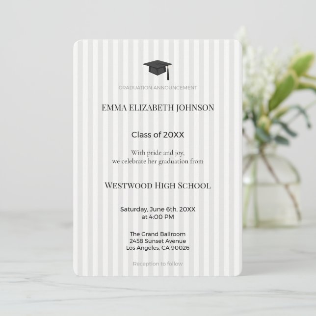 Elegant Graduation Invitation Template, Modern (Standing Front)